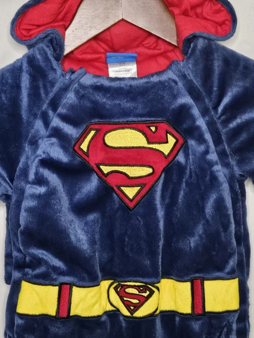 Baby Boy Superman Plush Hoodie Bunting Snowsuit Costume Superhero Blue Size 6-9M